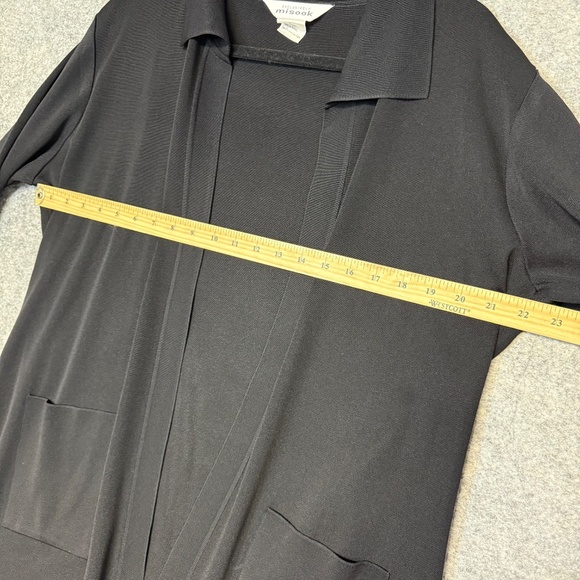 Misook Black Acrylic Pockets Open Front Cardigan Sweater Jacket Women’s Size L - Picture 7 of 8